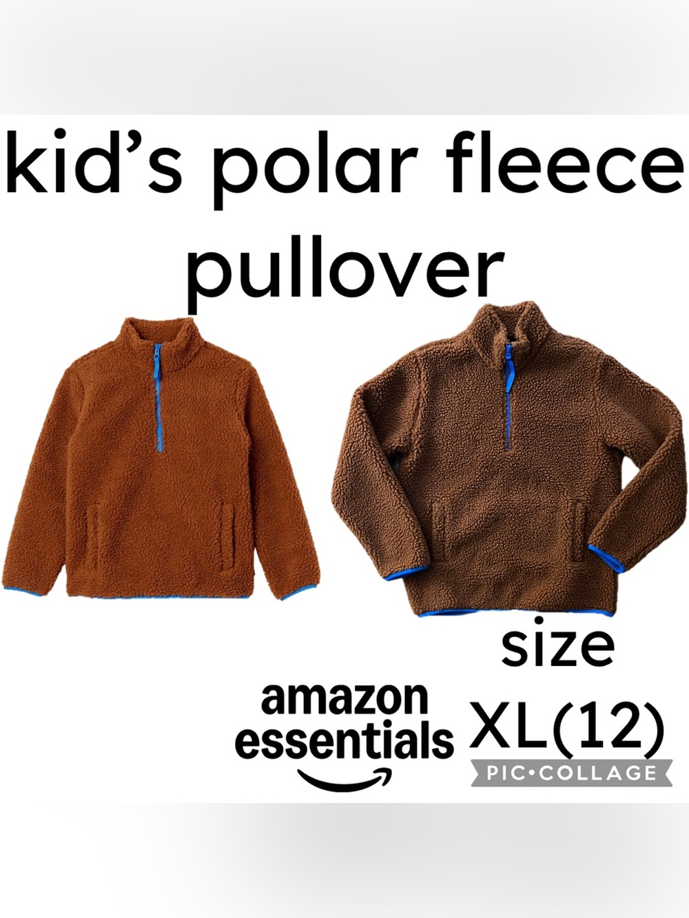 Amazon Essentials Kids Unisex Boys Polar Fleece Quarter-Zip Jacket Size XL(12)